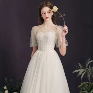 Princess A-line White Chiffon Gown— Bridal Dress